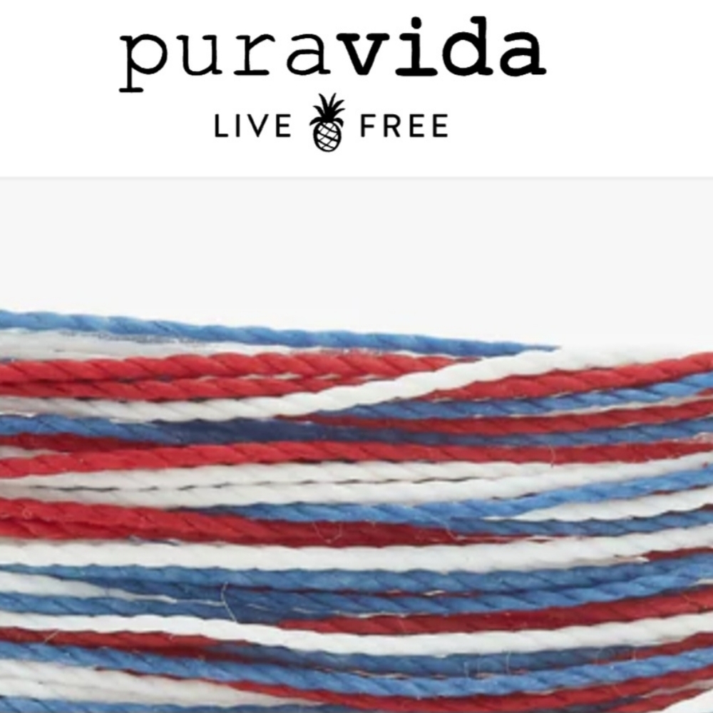 Pura Vida Bracelet set of 4 Red, White, and Blue New without tags